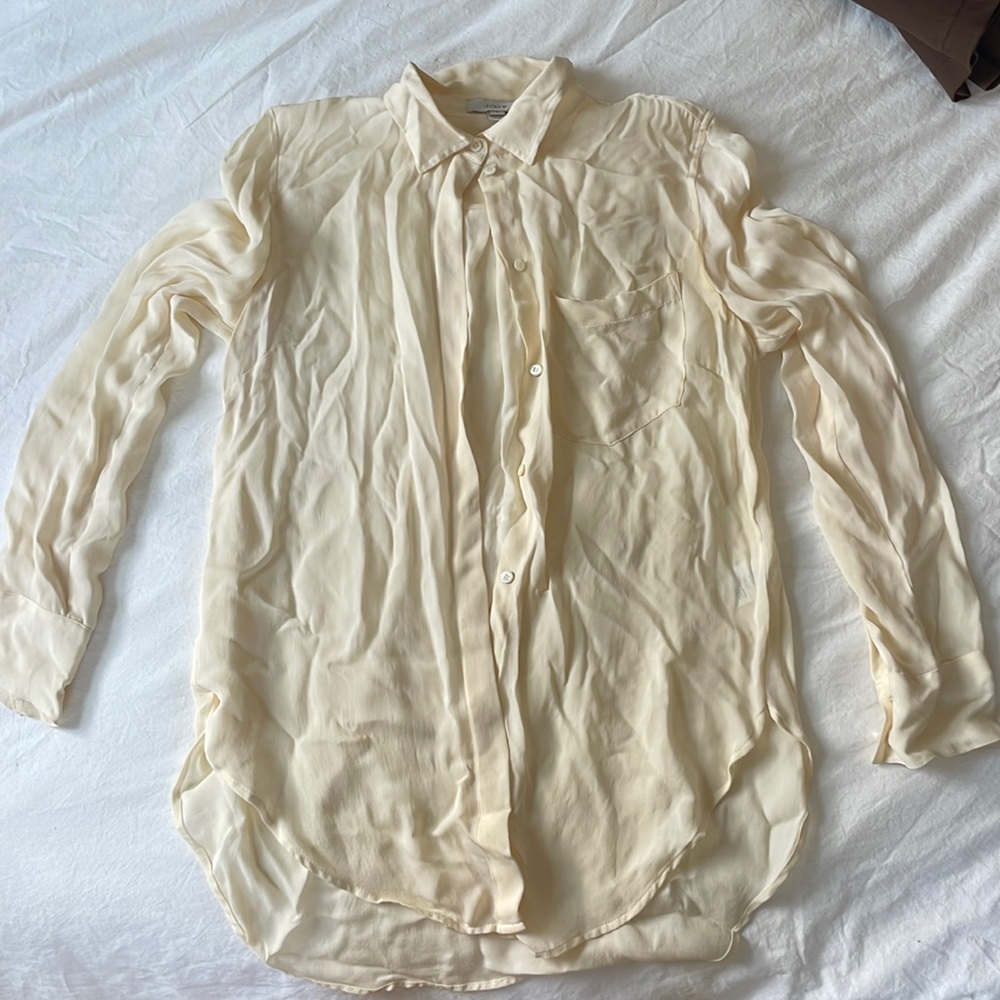 J Crew Cream Silk Button Down Blouse